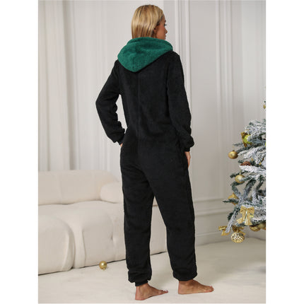 Wholesale Women's Christmas Casual Double Fleece Hoodie Jumpsuit