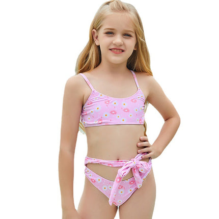 Wholesale Children's Bikini Pink Backless Bow Two-piece Swimsuit