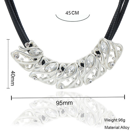 Handgefertigter PU-gewebter Halsketten-Rhinestone-Schmuck-Großverkauf