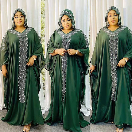 Wholesale African Muslim Women's Chiffon Ironing Rhinestones Dress Burqa