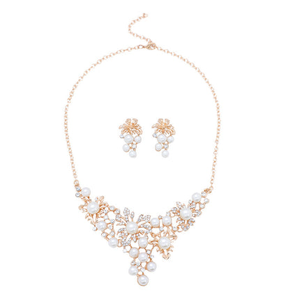 Wholesale Alloy Pearl Fashion Bridal Wedding Necklace & Earrings Set