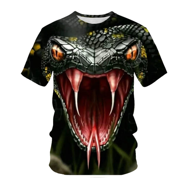Kurzarm-T-Shirt für Herren mit Tierschlangenkopf-Digitaldruck