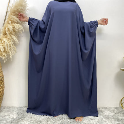 Naher Osten Dubai Fledermaus Langarm Einfarbige Robe für Damen
