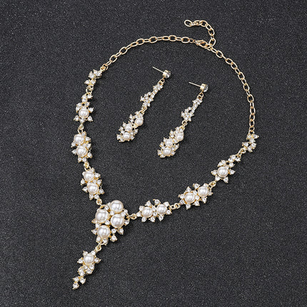 Conjunto de collar de perlas, accesorios de joyería nupcial para mujer, cadena de clavícula, aleación