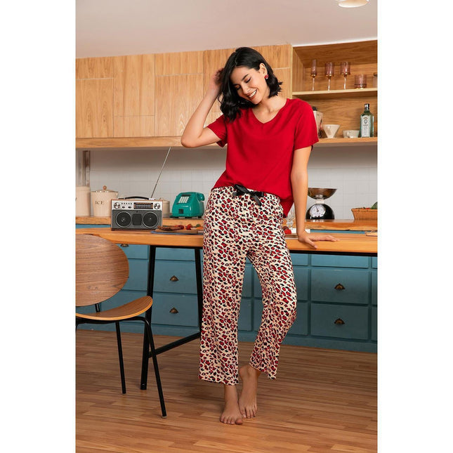 Women's Loungewear Short Sleeve Pants Pajama Set