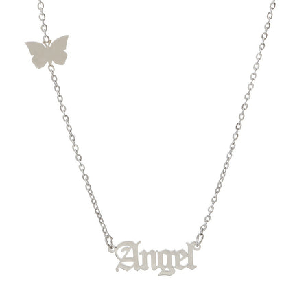 Collar de ángel del alfabeto inglés Cadena de clavícula de mariposa de moda