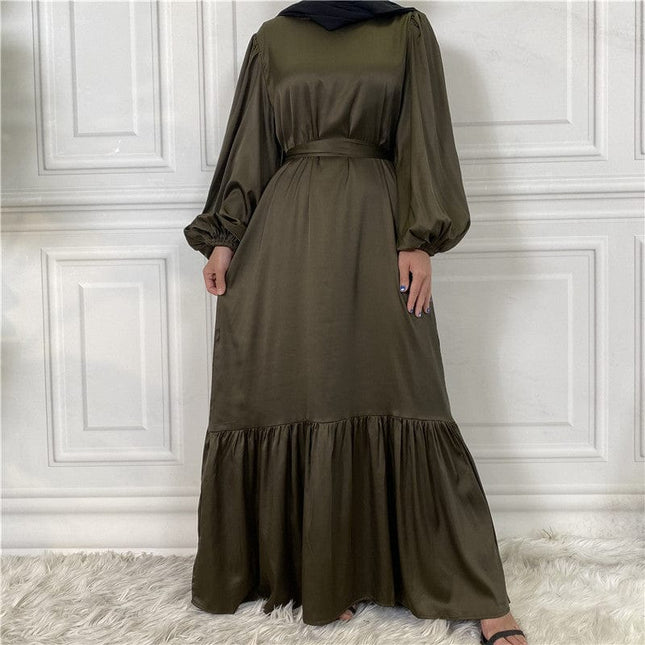 Vestido de color sólido con brida musulmana con paneles para mujer