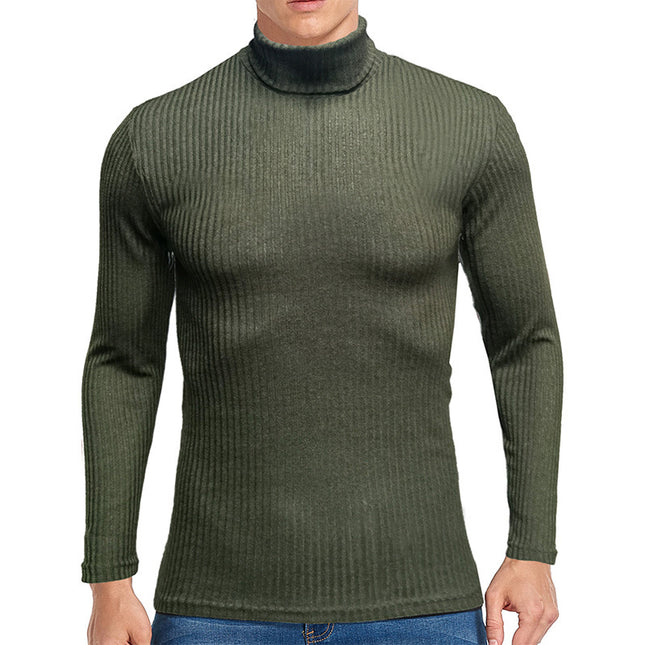 Camiseta cálida de manga larga con cuello alto para hombre de otoño Prendas de punto