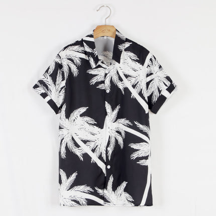 Wholesale Men's Coco Casual Loose Hawaiian Scenery Print Shirt