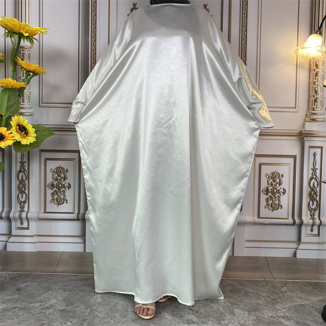 Wholesale Shiny Satin Round Neck Islamic Costume Dress