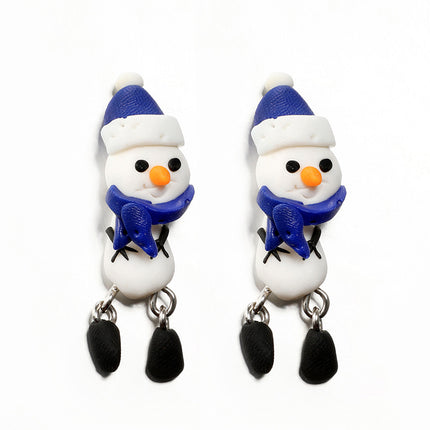 Creative New Cartoon Three-dimensional Santa Claus Soft Pottery Earrings