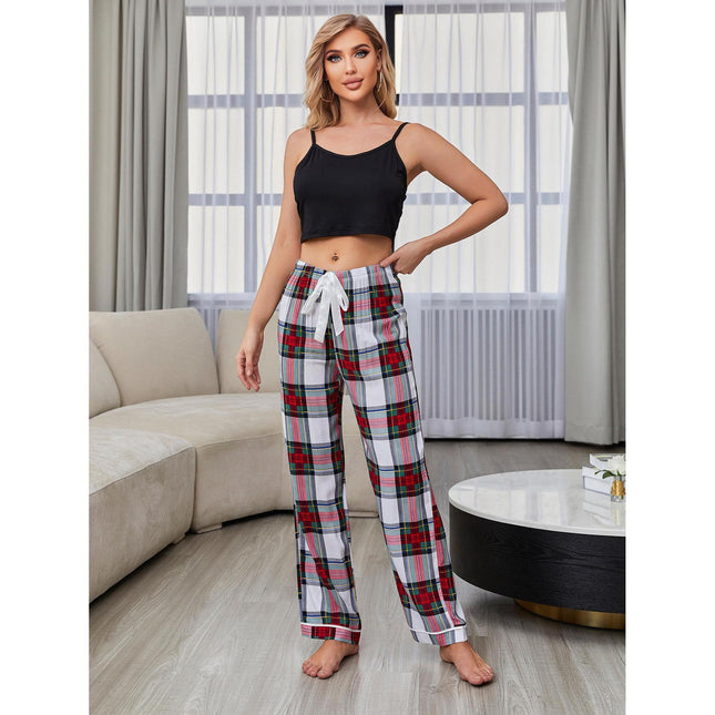 Ladies Summer Pajamas Set with Vest Pants Homewear
