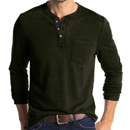 Wholesale Men's Autumn WinterSolid Color Casual Long Sleeve T-Shirt