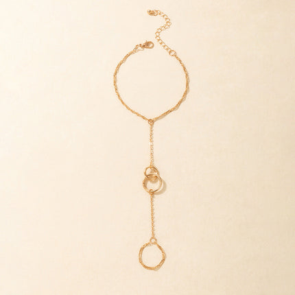 Metal Round Stitching Chain Alloy Bracelet Ring Set