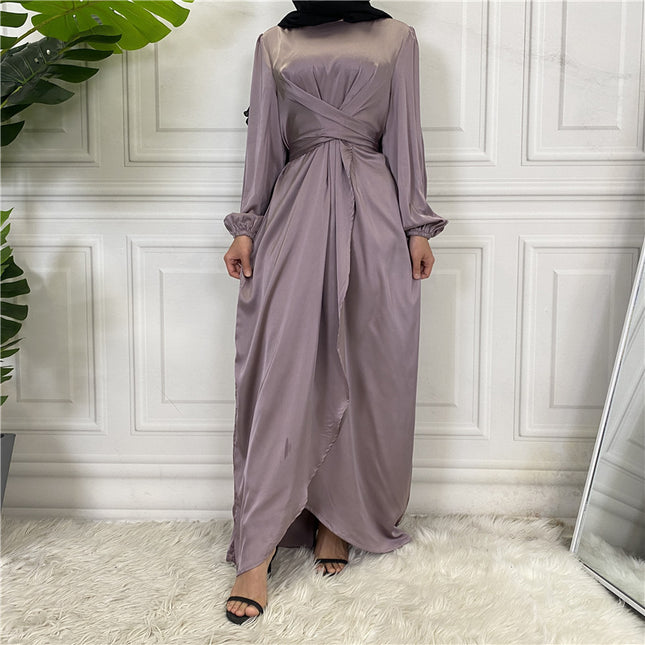 Vestido de túnica de Dubái de Oriente Medio con tirantes falsos de dos piezas para mujer