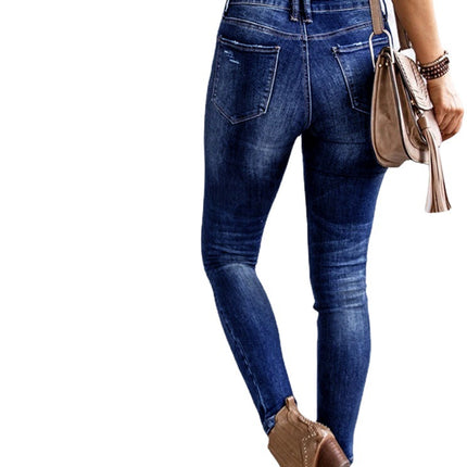 Wholesale Women's Stretch Pepper Washed Ripped Jeans