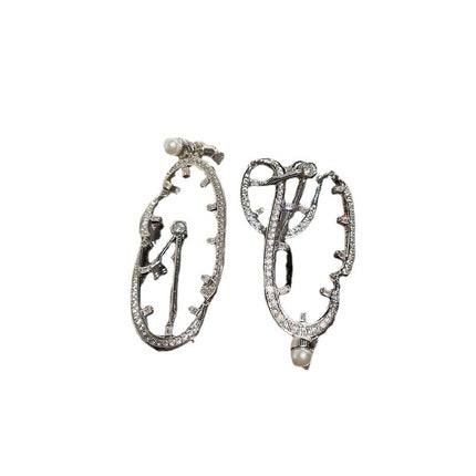 Wholesale 18K Faceted Zircon Clock Earrings Star Bow Knot Earrings