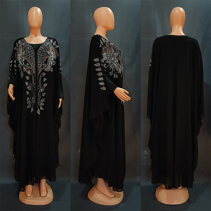 Afrikanisches Damenkleid Chiffon Bügeln Diamond Robe Muslim