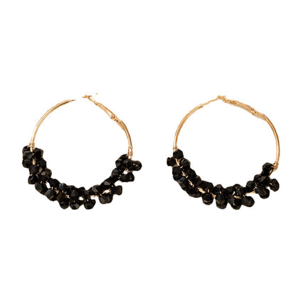 Wholesale Fashion Plastic Bead Beaded Hoop Earrings