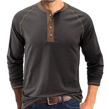 Wholesale Men's Fall Winter Casual Solid Color Long Sleeve T-Shirt