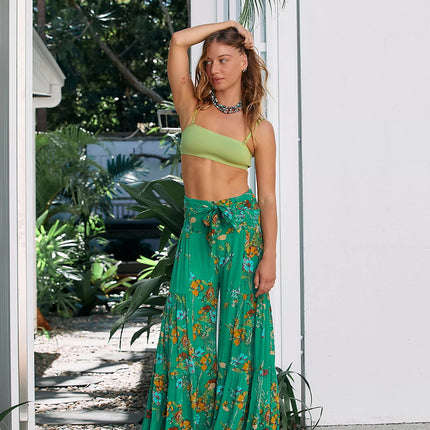 Wholesale Women's Spring/Summer Printed Ladies Casual Beach Wide Leg Pants