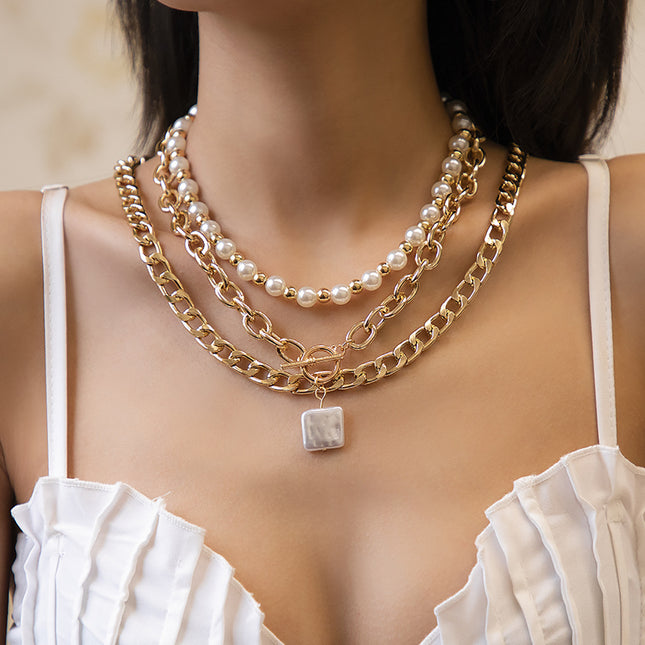 Grobstrick Schlüsselbein Halskette Vintage barocke Perle Choker
