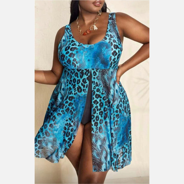 Wholesale Ladies One Piece Swimsuit Leopard Print Split Dress Swimsuit