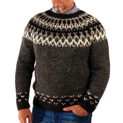 Wholesale Men's Fall/Winter Round Neck Long Sleeve Jacquard Sweater