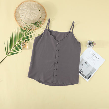 Wholesale Women's Solid Color Button Breasted Camisole Tank Top