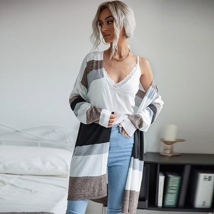 Wholesale Women's Autumn Thin Striped Casual Cardigan Knitwear Sweater