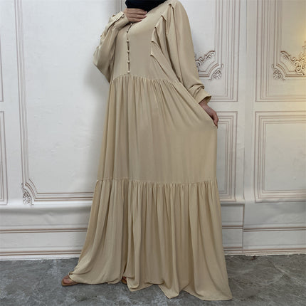 Großhandelssommer-Chiffon- langes Kleid-loses Knopf-Kleid