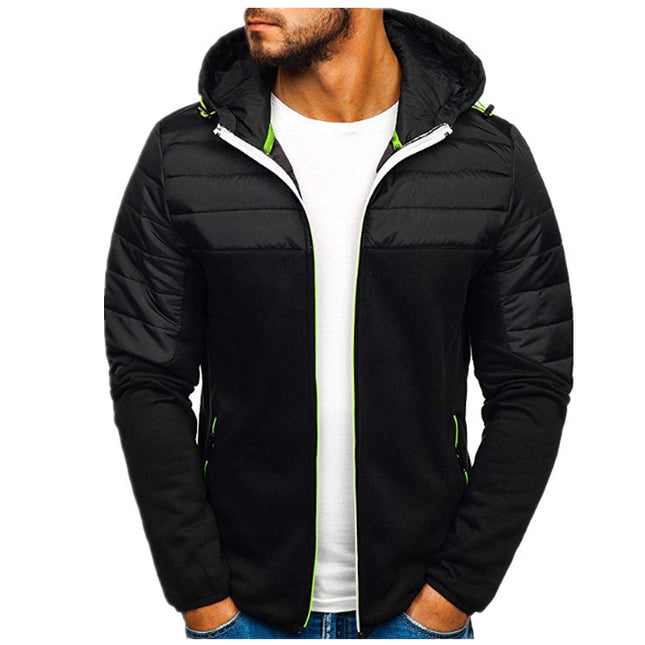 Wholesale Men's Casual Color Block Cardigan Zipper Hooded Hoodies Jacket