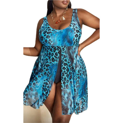 Wholesale Ladies One Piece Swimsuit Leopard Print Split Dress Swimsuit