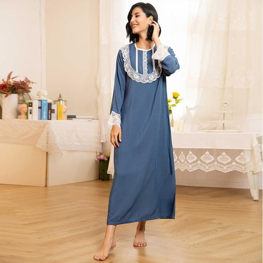 Wholesale Long Lace Nightdress Ladies Long Sleeve Home Dress