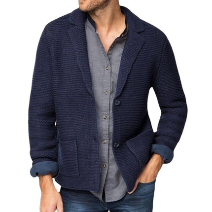 Wholesale Men's Fall Winter Lapel Long Sleeve Button Cardigan Sweater Jacket