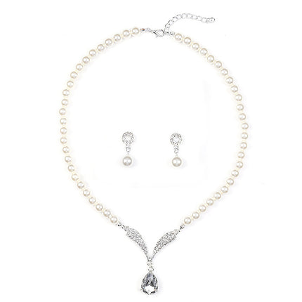 Pearl Necklace Earrings Set Fashion Alloy Plating Bridal Dress Accessories