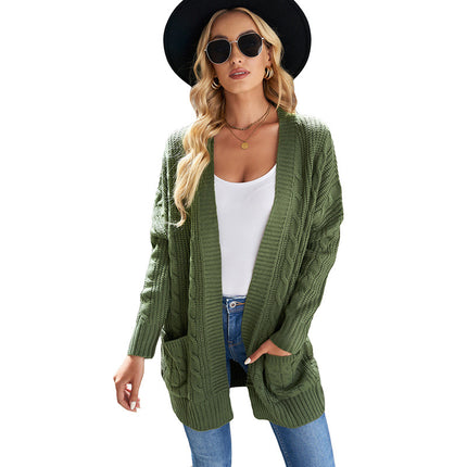 Wholesale Women's Solid Color Long Sleeve Cardigan Sweater