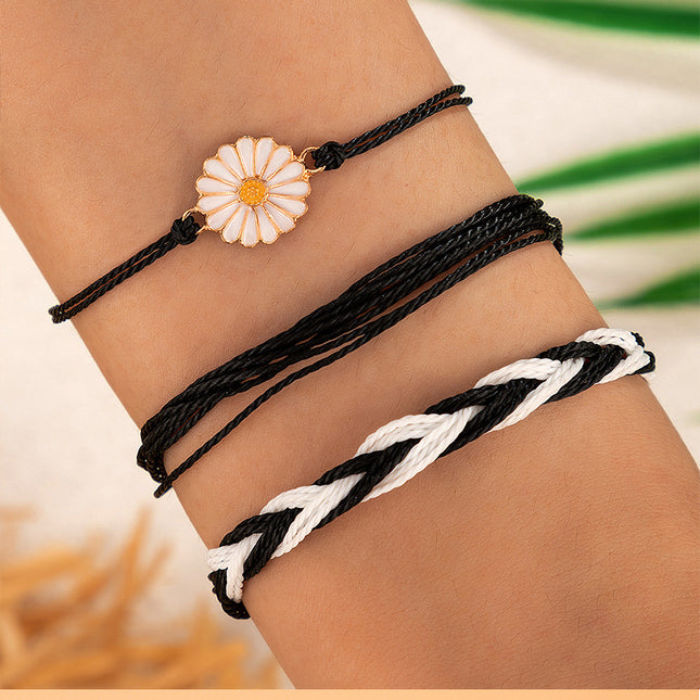 Cord Woven Small Daisy Twist Cord Armband Dreiteiliges Set