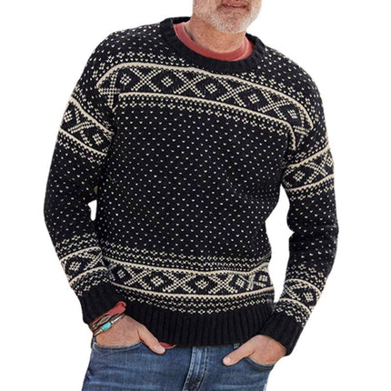 Wholesale Men's Fall/Winter Pullover Long Sleeve Jacquard Sweater