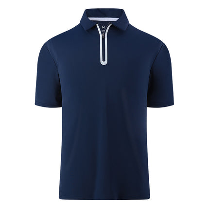 Sommer Herren Casual Kurzarm Golf Poloshirt mit Reißverschluss