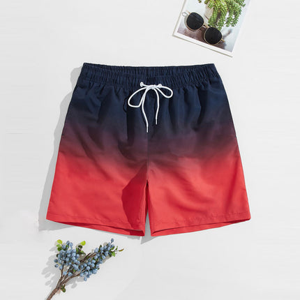 Pantalones cortos de playa de secado rápido para hombre con degradado de color