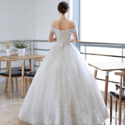 Braut One-Shoulder Trailing Rice Dress Rock Hochzeitskleid