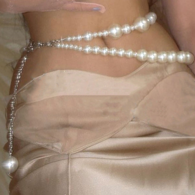 Pearl Double Layer Taillenkette Metallkette Körperkette
