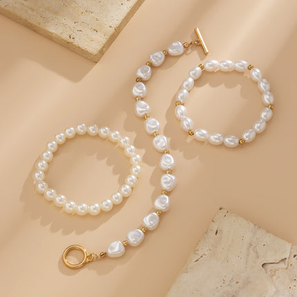Shaped Imitation Pearl OT Buckle Bracelet Simple Beaded Jewelry