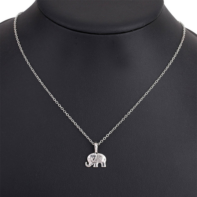 Wholesale Women's Vintage Elephant Geometric Rule Animal Single Layer Necklace