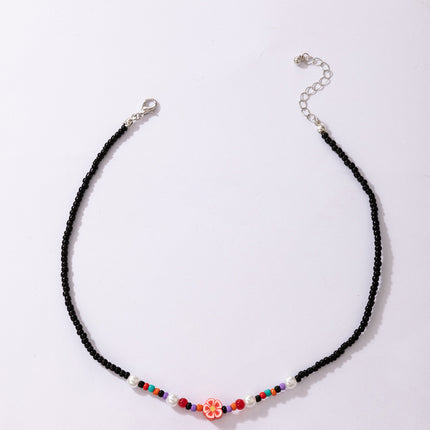 Wholesale Bohemian Black Pearl and Rice Bead Necklace
