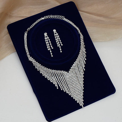 Women's Ultra-Luxury Claw Chain Necklace Earring Set Two Piece Jewelry