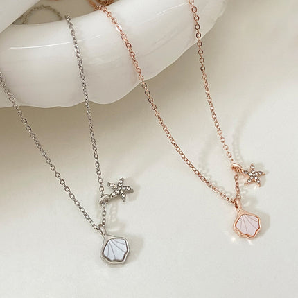 Starfish Shell Fashion Rhinestone Star Clavicle Chain Necklace