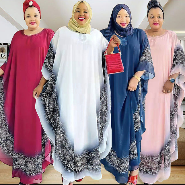 Vestido de mujer de talla grande con manga dolman musulmana africana