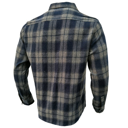 Camisa de franela suelta informal a cuadros de manga larga para hombre de otoño invierno